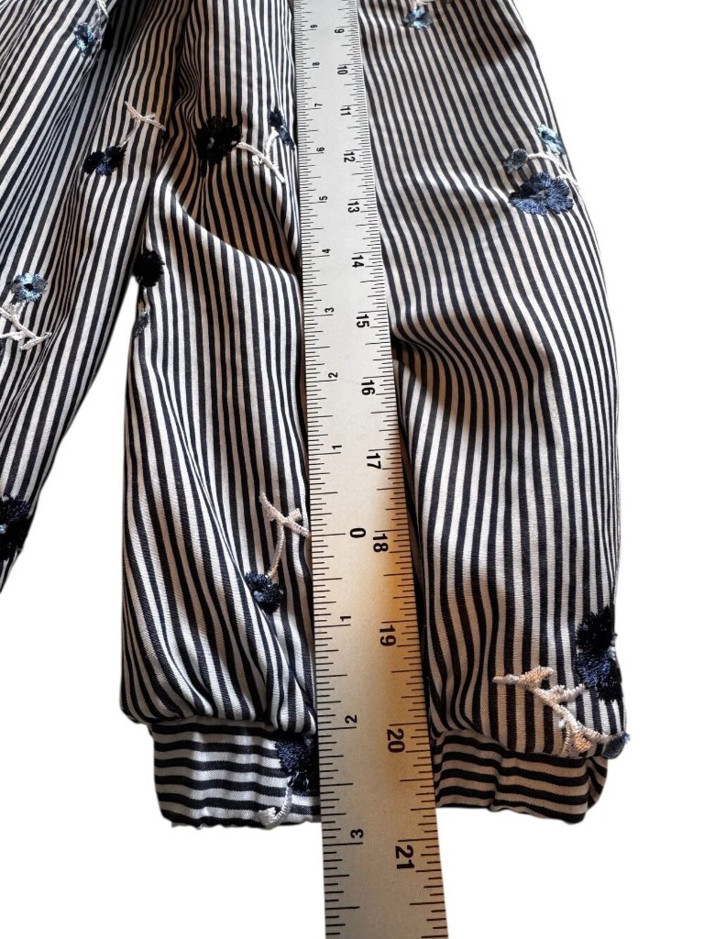 Michael Kors XL Off The Shoulder Blouse Striped Floral Embroidered Tie Strap - Picture 8 of 9
